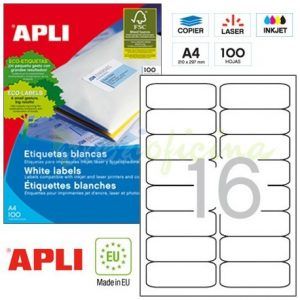 ETIQUETAS BLANCAS 99.1x34 Ink/Las/Cop Permanen 100H=1600u C/