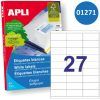 ETIQUETA Apli 70x30 A-4 Ink/Laser/Copy. 27x100H=2700u