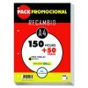 RECAMBIO PAPEL A-4 Cuadros 4x4 4-Anillas 150+50-H 90gr.