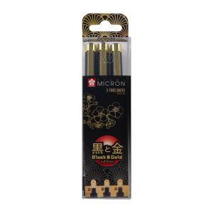 ROTULADOR Sakura Set-3u. Pigma Black & Gold Edition