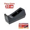 DISPENSADOR CINTA ADHESIVA 33mt NEGRO FIXO