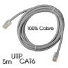 CABLE DE RED UTP CAT 6 5M GRIS CLARO 100% COBRE CROMAD