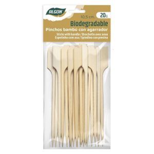 PACK 20 PINCHOS BAMBU CON AGARRADOR 10.5CM