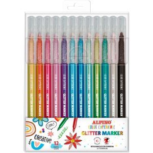 ROTULADORES Alpino 12-Colores GLITTER MARKER