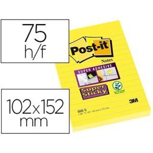 NOTAS ADHESIVAS Post-It 102x152 RAYADAS AMARILLAS