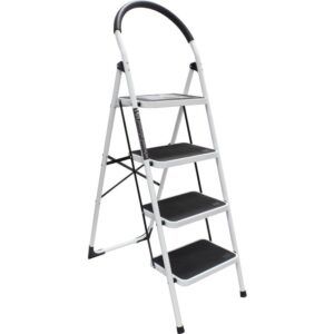 ESCALERA DOMESTICA EN ACERO Y GOMA 4P. MADER
