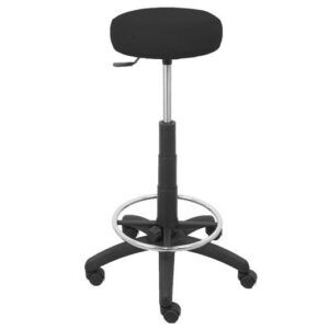 TABURETE GIRATORIO C/Ruedas Reposapies REGULABLE T/Negro