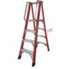 ESCALERA ELECTRICISTA FIBRA DE VIDRIO + ALUMINIO 6 PELDAÑOS MADER