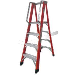 ESCALERA ELECTRICISTA FIBRA DE VIDRIO + ALUMINIO 6 PELDAÑOS MADER