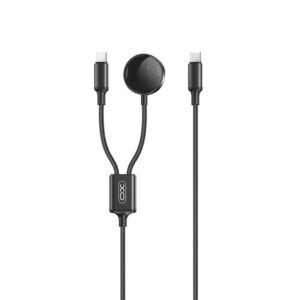 CABLE 2 EN 1 60W TIPO C + CABLE CARGA MAGNETICA APPLE WATCH NEGRO XO