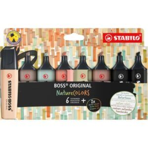 RESALTADOR FLUOR Stabilo Boss 6+2 Colores NatureCOLORS