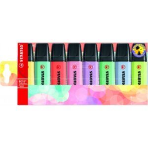 RESALTADOR FLUOR Stabilo Boss 8-Colores Pastel