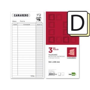 TALONES L.P. CAMARERO 3/Fº (1-Orig+1-Cop) 50/50-H 102x205