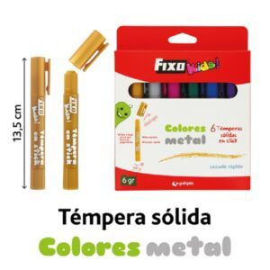 TEMPERA SOLIDA Fixo 6-Colores-Metalicos10gr.