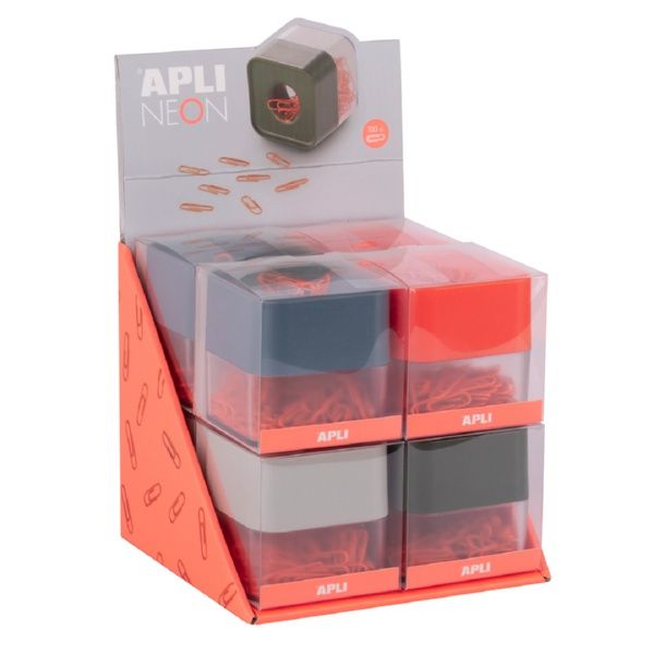 APLI Porta Clips Transparenter Clip-Organizer + 35 Clips | Magnetisch, Ø 7 Cm | Schreibtisch-Ordnung Leicht Gemacht