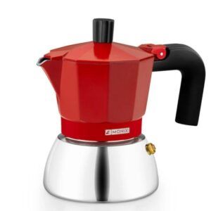 CAFETERA ITALIANA 6 TAZAS INDUCCION INOX ROJA MONIX