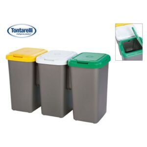 SET 3 PAPELERAS DE RECICLAJE DE 25LITROS TONTARELLI