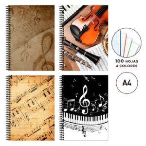 CUADERNO MUSICA A-4 C/ESPIRAL 100-H T/DURA