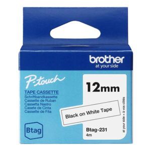 CINTA ROTULAR Brother Btag-231 12mm x4mts. Negro/F/Blanco