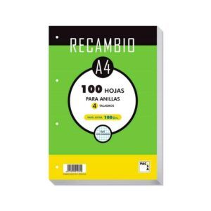 RECAMBIO PAPEL A-4 Cuadros 4mm 4-Taladros 100-H 100gr.
