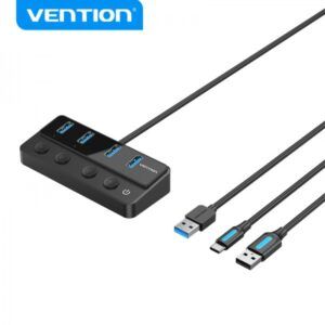 HUB 4 en 1 USB 3.0 a 4xUSB/USB-C PD Incluye Cable Carga USB