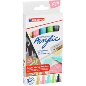 ROTULADOR ACRYLIC Edding 5-Colores 2-3mm PASTEL
