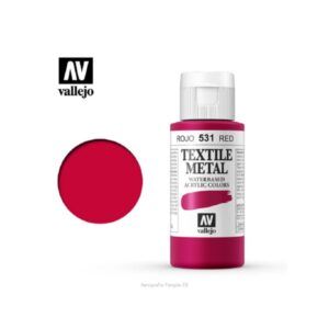 PINTURA TEXTIL COLOR METALIZADO Vallejo 60ml. (Rojo)