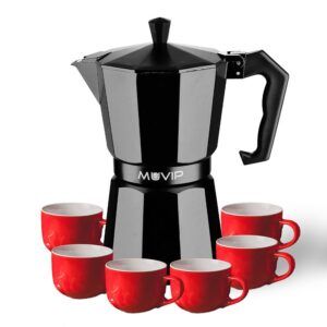 CAFETERA 6 TAZAS ALUMINIO NEGRO MATE ANTIADHERENTE MUVIP