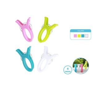 PACK 4 PINZAS PLASTICAS PLAYA COLORES SURTIDOS