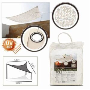 TOLDO TRIANGULAR EFECTO CAMUFLAJE BLANCO CON BOLAS 3.6X3.6 METROS