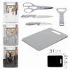 SET TIJERAS + PELADOR + 2 CUCHILLOS + TABLA DE CORTE