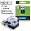 CINTA ROTULAR Dymo (D1) 12mm x7mt (NEGRO,Transparente)
