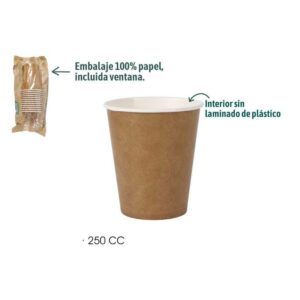 SET 12 VASOS CARTON KRAFT 250CC ALGON