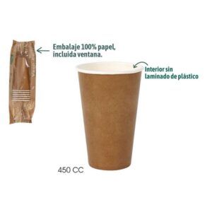 SET 6 VASOS CARTON KRAFT 450CC ALGON