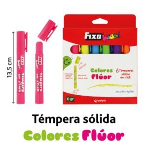 TEMPERA SOLIDA Fixo 6-Colores-FLUOR 6gr
