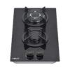PLACA A GAS PARA ENCASTRAR 2 FUEGOS CRISTAL NEGRO MUVIP