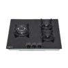 PLACA A GAS PARA ENCASTRAR 3 FUEGOS CRISTAL NEGRO MUVIP