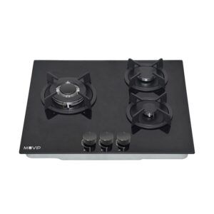 PLACA A GAS PARA ENCASTRAR 3 FUEGOS CRISTAL NEGRO MUVIP