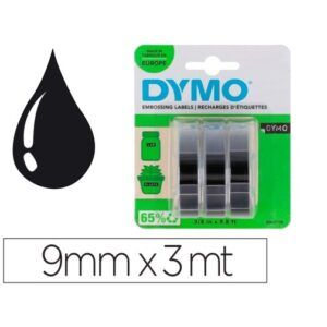 CINTA ROTULAR Dymo (Blister 3u.) 3mts x9mm (Negro)