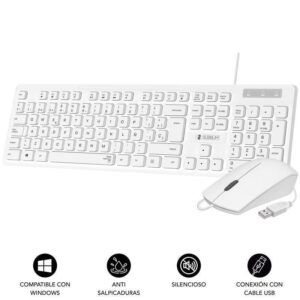 COMBO TECLADO Y RATON CON CABLE BUSINESS SLIM BLANCO SUBBLIM