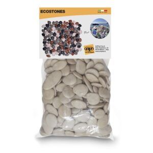 PIEDRAS DECORATIVAS JARDIN EN POLIPROPILENO REGENERADO 1KG BLANCO-GRIS CLAR