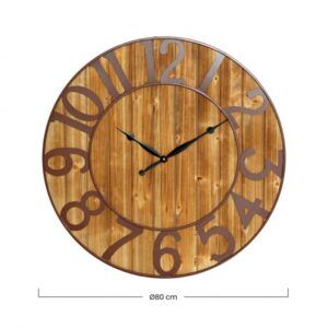 RELOJ DE PARED VINTAGE MADERA OSCURA 80CM