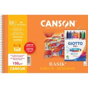 BLOCS DIBUJO BASIK A-4+ 150gr 20-H c/ESPIRAL Liso +12 Crayon
