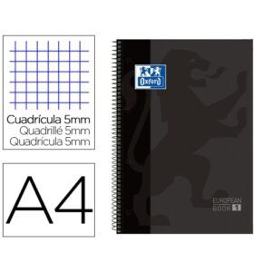 CUADERNO Oxford A-4 Cuadro-5mm 80-H  NEGRO