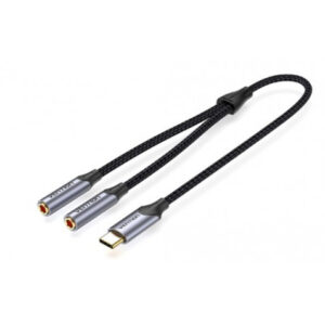ADAPTADOR USB-C A 2 JACK 3.5 HEMBRA GRIS VENTION