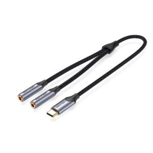 ADAPTADOR USB-C A 2 JACK 3.5 HEMBRA GRIS VENTION
