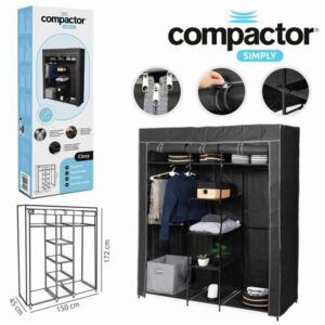 ARMARIO TELA 9 ESTANTES/2 BARRAS 150x45x172CM COMPACTOR