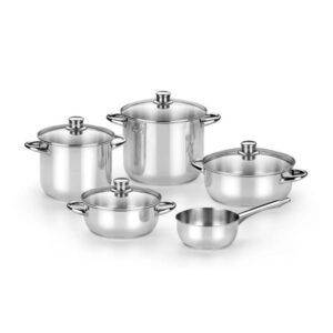 BATERIA DE COCINA 5 PIEZAS ACERO INOX OPTIMA TAPAS VIDRIO MONIX
