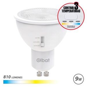 BOMBILLA LED GU10 | 9W | 810LM | LUZ CALIDA/BLANCA/FRIA | ELBAT