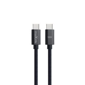 CABLE TRENZADO TIPO C A TIPO C 100W 1M NEGRO MAXLIFE